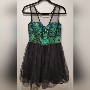 Cute Mesh Sequin Prom Dress Sparkly Evening Gown Formal Party Cocktail Outfit M